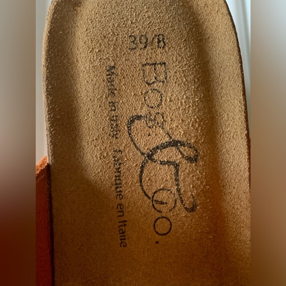 Women's Bos & Co Lust Italian Leather T-Strap Wedge Sandals Orange Made in Italy - Picture 11 of 11